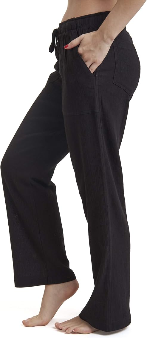 J \u0026 Ce Women's Gauze Cotton Beach Pants 