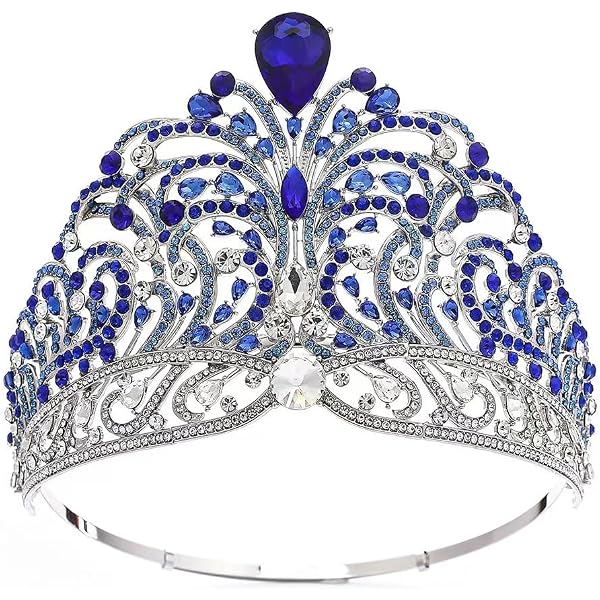 13cm Tall Large Crystal Beads Tiara Wedding Queen Princess Crown