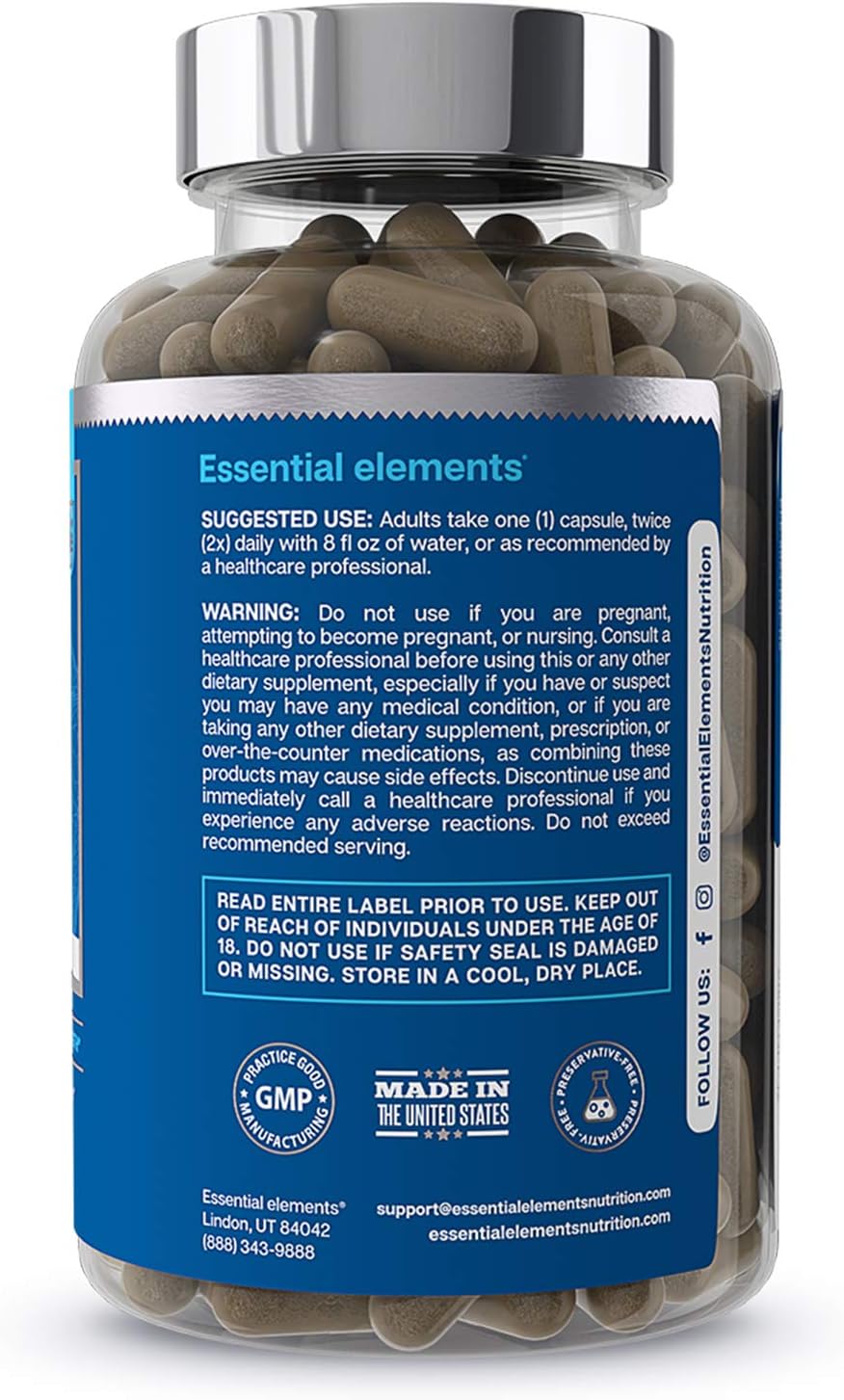 Male Health Supplement - Muscle Builder & T-Booster with DIM, Ashwagandha, Shilajit, More | T-Hero by Essential Elements - 60 Vegan Capsules: Health & Personal Care