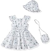 Renotemy Infant Baby Girl Dresses Toddler Girl Clothes Summer Outfits Casual Cotton Linen Sundress Gifts for Girls 3Months-3T