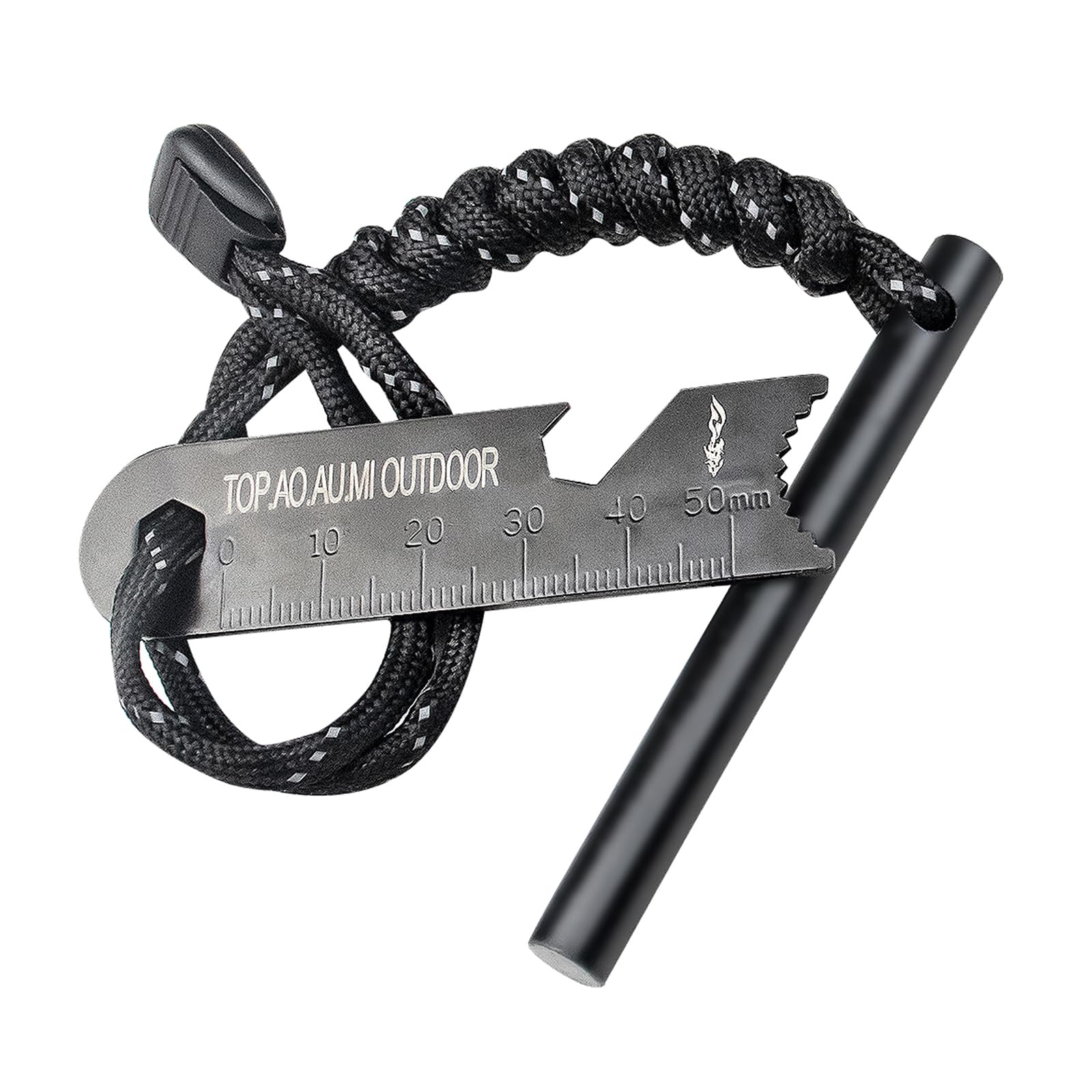 Survival Tool Fire Starter,Ferro Rod Fire Starter Kit & Backpacking Multitool,Flint and Steel,Fire starter Survival,Fire Steel (Green-Fire-GR, Length:4"(10cm). Diameter: 3/8"(10mm))