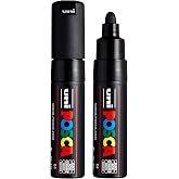 posca uni PC-7M Water-Based Paint Markers, Broad Tip (4.5-5.5mm), Black, 2 Count