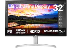 LG UHD IPS Monitor 32” UHD (3840 x 2160) Display, DCI-P3 95% Color Gamut, 3-Side Virtually Borderless Display, Height/Tilt Ad
