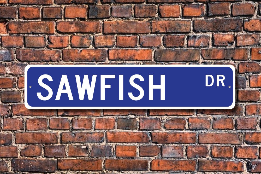 CELYCASY Sawfish Sawfish Gift Sawfish Sign Sawfish Decor Sawfish Lover Carpenter Shark Saw Like Nose Custom Street Sign Quality Metal Sign