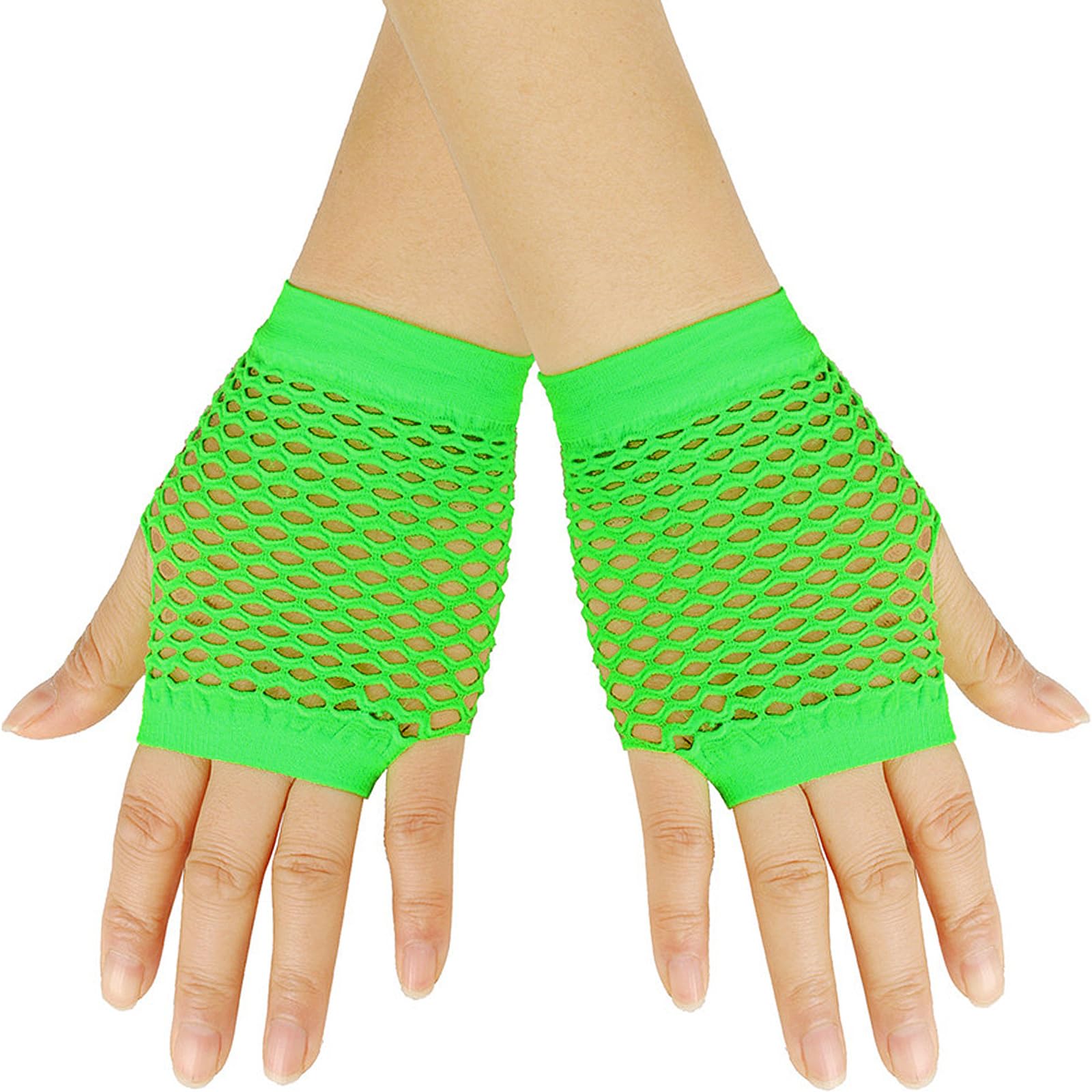 YeeHeen Short Fishnet Gloves for Women Punk Fingerless Mesh Glove Dark Green