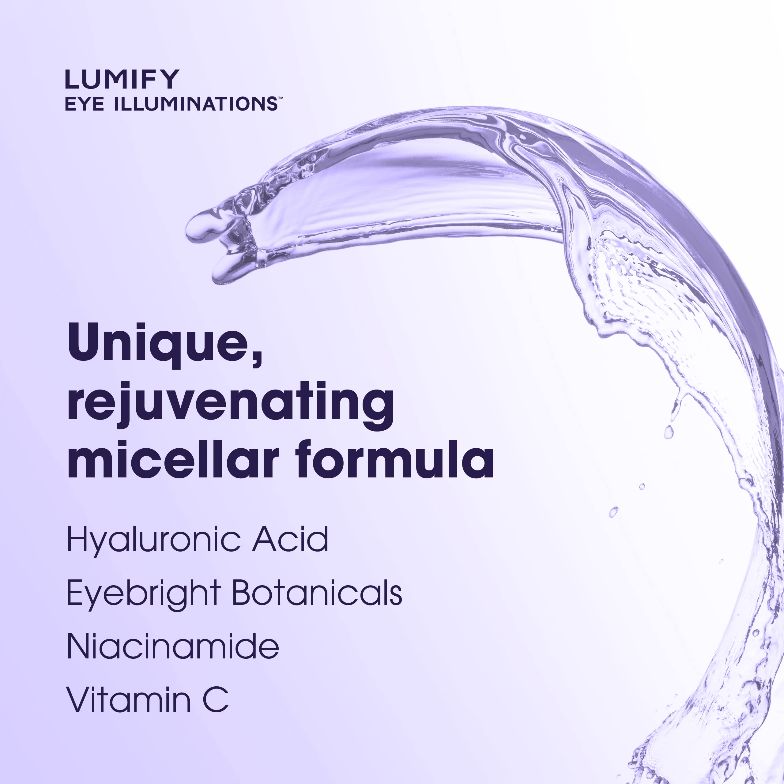 LUMIFY Eye Illuminations Cleansing Water & Eye Makeup Remover, 3-in-1 Micellar Water Contains Hyaluronic Acid, Vitamin C & Niacinamide, Hypoallergenic, Removes Waterproof Makeup, 5.4 Oz (160 mL)