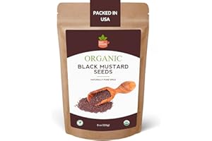 SPICY ORGANIC Black Mustard Seeds Whole by SpicyOrganic– 8oz Rai Sarson, Organic Mustard Seeds Non-GMO, Gluten Free, Bold Flavor for Cooking, Pickling, BBQ Rubs & Ayurvedic Use