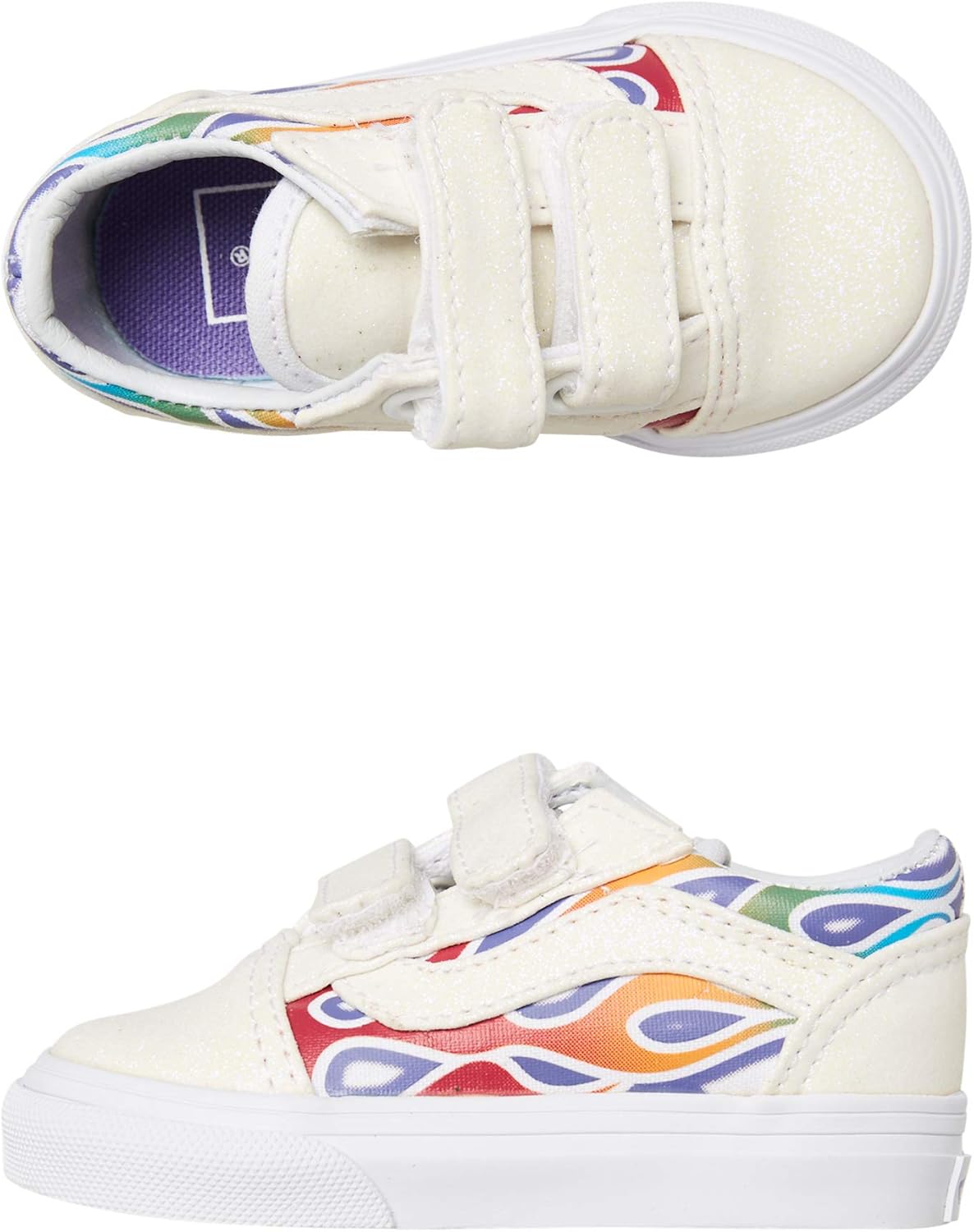 vans old skool sparkle flame rainbow skate shoes