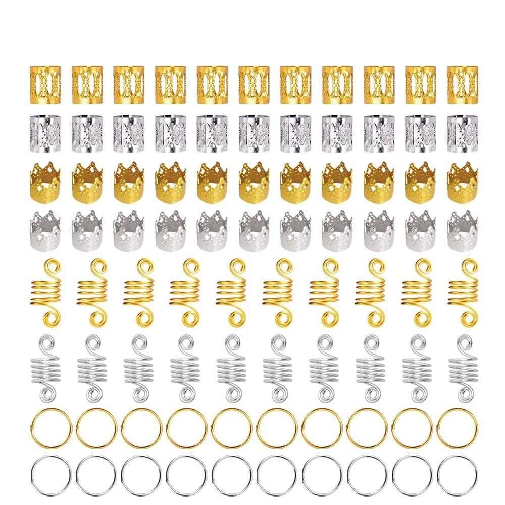 160PCS aluminum hair coil dreadlocks Beads Cuffs braiding clips Metal Hair Cuffs Spring Twisted Braid hair rings for braids accessorie
