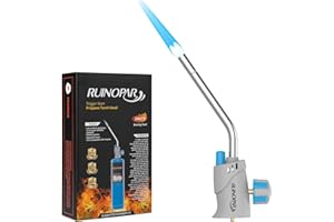 RUINOPAR Propane Torch Head with Igniter, Trigger Start Propane Gas Torch with Self Ignition & Adjustable Knob, Blow Torch Lighter with Extend 1.5" Burning Tube for Soldering, Brazing, Welding, Searing