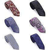 AUSKY 4 Packs Skinny Neckties for Men Boys, 2.35'' Wide Slim Ties in Different Textured Style Mixed set