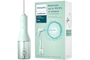 Philips Sonicare Water Flosser Cordless – Rechargeable Power Dental Waterflosser for Teeth, Portable Oral Irrigator with 3 Intensity Settings, 360° Rotating Nozzle – (Mint)