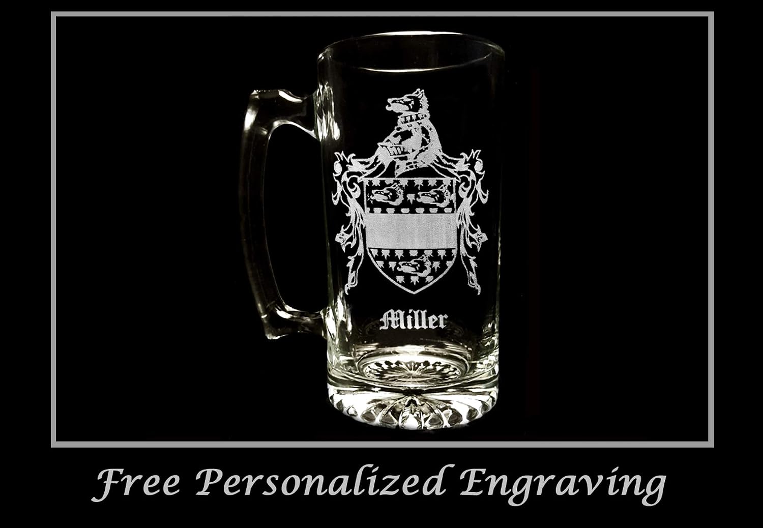 personalized beer stein with family crest
