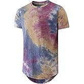 KLIEGOU Men's Slub Cotton Longline T-Shirt | 100% Textured Cotton Tee | Curved Hem | Crew Neck Casual Shirt | Pre-Shrunk