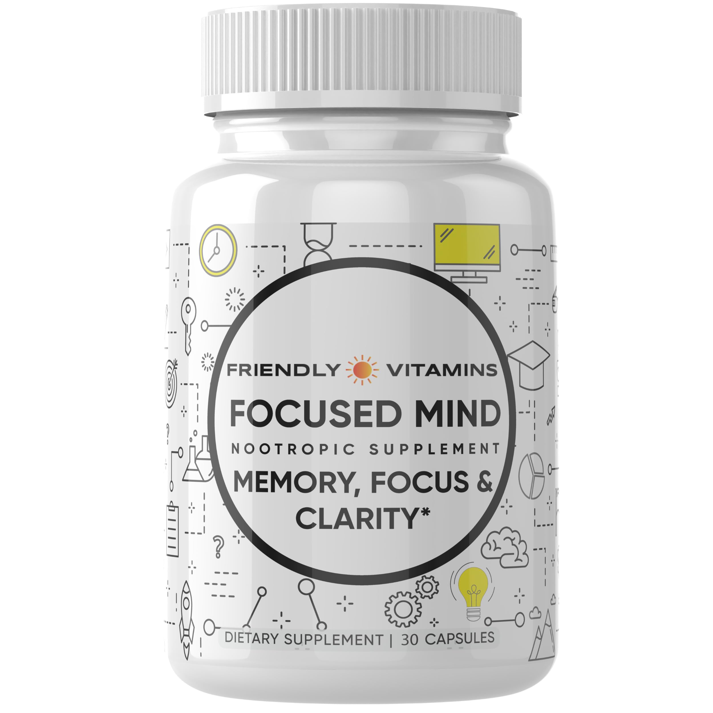 Focused Mind – Daily Brain Supplement for Memory and Focus Support | Nootropic for Concentration, Mental Clarity, and Brain Energy | Cognitive Supplement for Work, School, or Everyday Demands