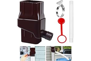 PRUCETREK Rainwater Collection System Fits 2'' x 3'' Standard Gutter Downspout ，Rain Barrel Diverter kit is Used to Collect Rainwater from Gutter to Rain Barrels for Reuse in Lawn and Garden Watering(Brown).