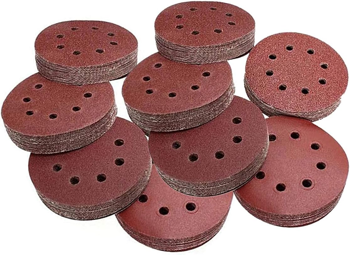 90pcs Sanding Discs, 5 Inch 8 Hole with Hook and Loop Sand Paper for Random Orbital Sander, 9 Grades Include 40 80 120 150 240 320 400 800 1000 Grits - - 