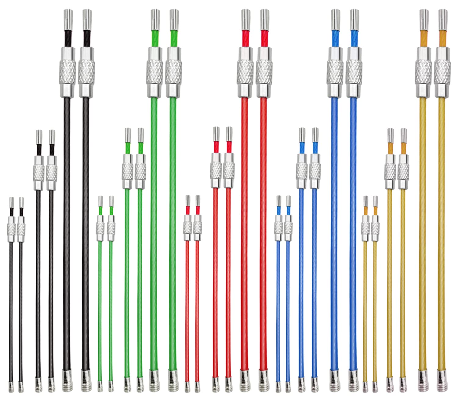 CKANDAY 30 Pcs Colored Nylon Coated Stainless Steel Metal Wire Keychains, 3 Sizes 4" 6" 7.8" Cable Keyrings 2mm Key Rings Loops with Stainless Steel Connecter for Hiking Luggage ID Tags -5 Colors