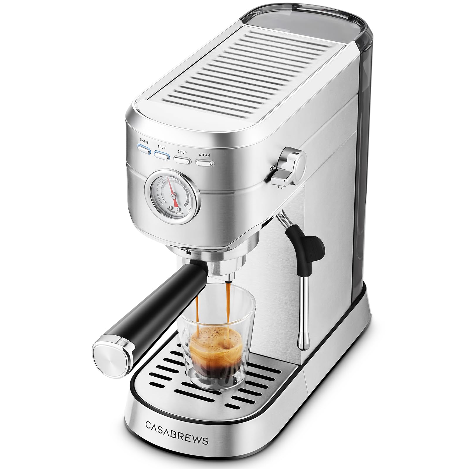 CASABREWS CM5418 Kompakte Espresso Siebträgermaschine mit Milchaufschäumer