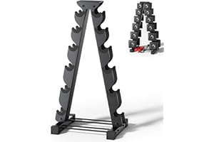 CROSTICE Dumbbell Rack Stand Only, Compatible with Peloton Weights, Ergonomic Weight Rack for Home Gym Dumbbells with 6-Tier, Space-Saving Home Gym Storage Rack, Plus Neoprene Set Storage, Compact