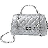 Quilted Crossbody Purse for Women, Shoulder Structured Chain Strap Handbag | Trendy Shoulder Bags ,Stylish Shoulder Purse,Quilted Pattern,Structured bag,Chain Strap handbag