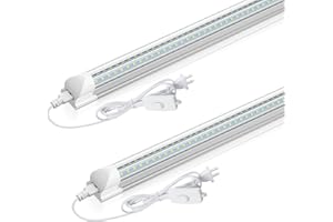 CNSUNWAY LIGHTING CNSUNWAY LED Shop Light 2FT, 20W 3000LM 6500K, T8 LED Tube Lights, Clear Cover, Ceiling and Utility Shop Lights, Linkable Light Fixture for Room, Garage, Workbench, Warehouse, ETL Listed (2 Pack)