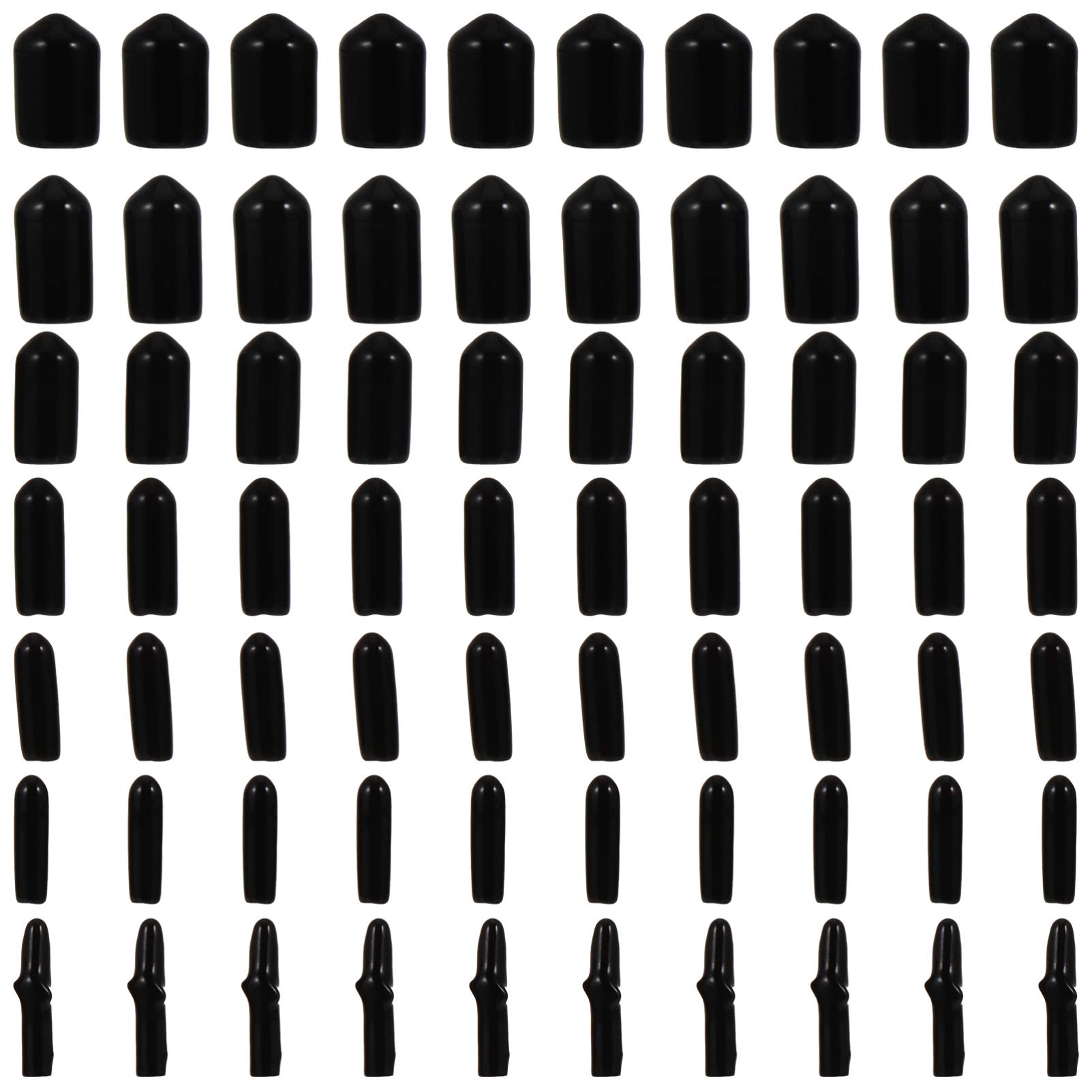 700pcs Post Rubber Cover Screw Thread Protectors Rubber Tube End Caps Flexible Tube Caps Tubing Tip for Powder Coating Painting Anodizing Plating