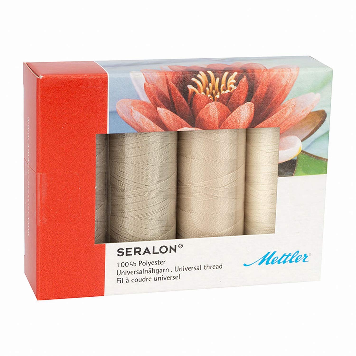 Mettler Seralon 200m Beige Thread Kit - 4 Spools, Polyester, YARN, 100% three-ply