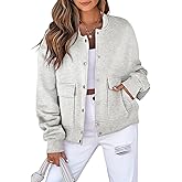 EVALESS Womens Crop Jacket Long Sleeve Shacket Lightweight Fall 2025 Casual Coat with Pockets