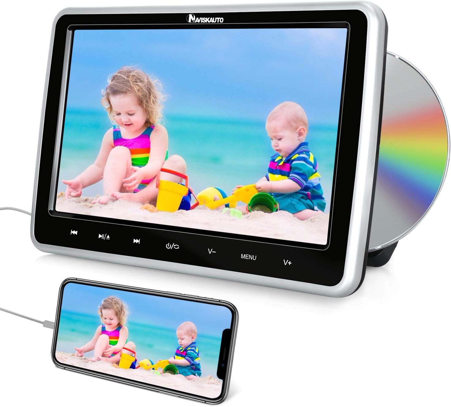 Amazon.com: NAVISKAUTO 10.1” Car DVD Player with HDMI Input Headrest ...