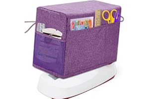 BOHEMIABY Sewing Machine Cover with Storage Pocket and Side Handles, Dust Cover for Standard Machines, Printed Sewing Patterns (Purple)