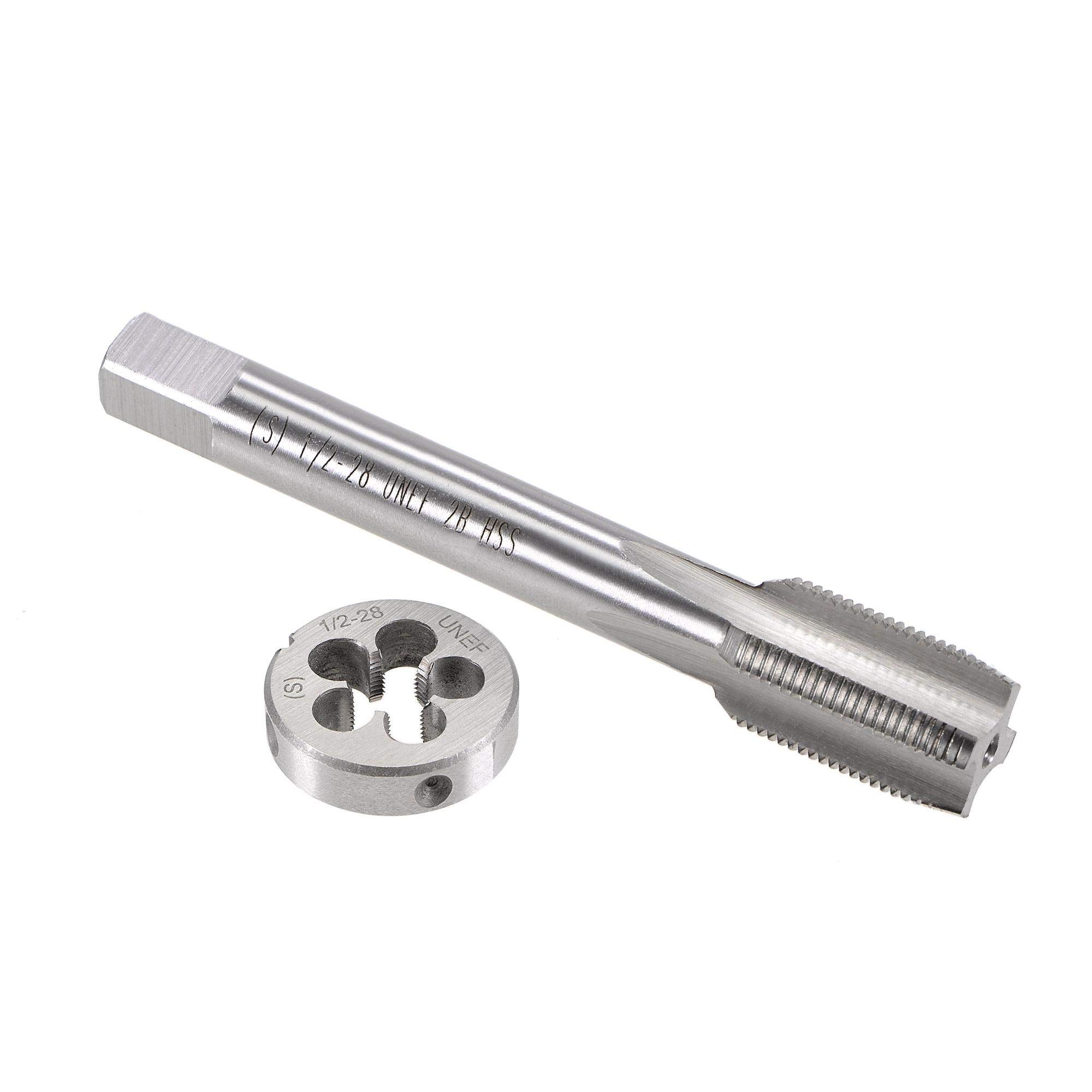 sourcing map 1/2"-28 UNEF Tap and Die Set, HSS Machine Thread Tap with Round Threading Die, Right Hand