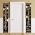 Boao Retirement Porch Sign Door Hanging Banner, Retirement Banner the Legend Fabric Door Sign Background for Retire Party Decoration Supplies, 71 x 12 Inches(Black and Gold)