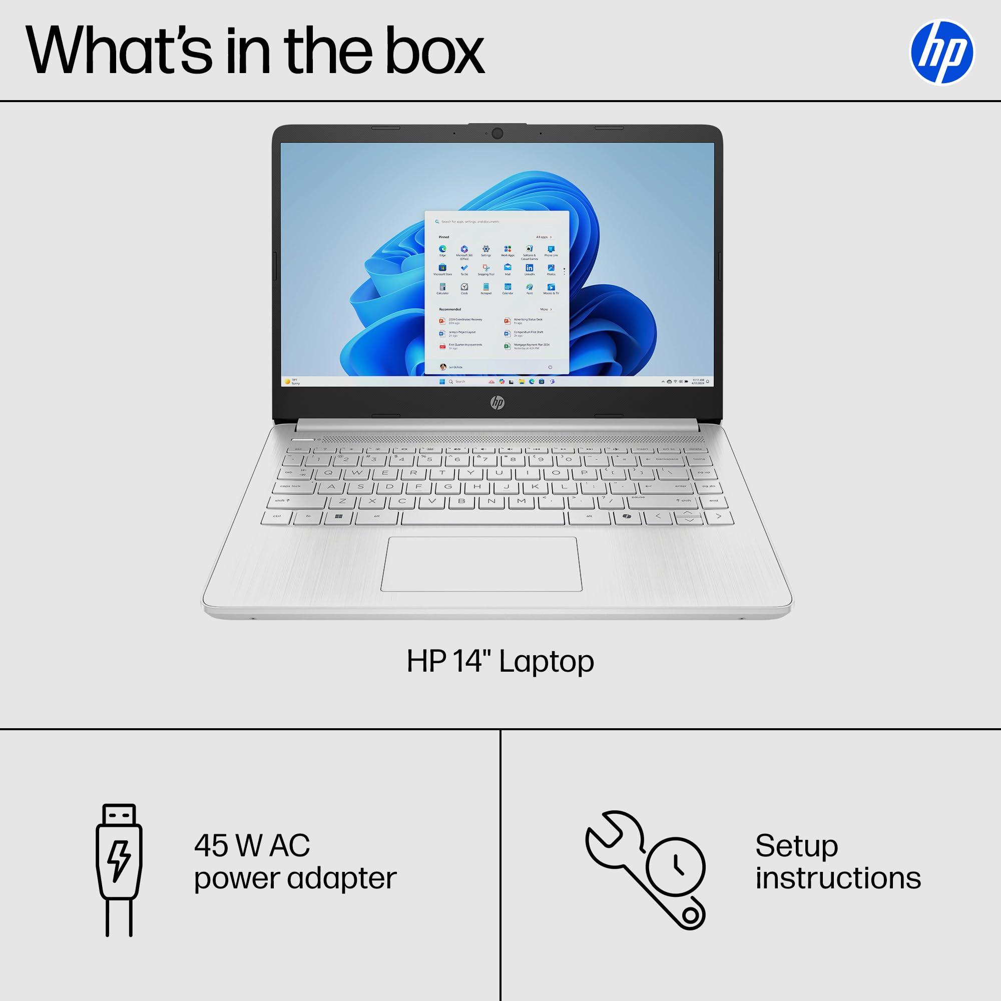 HP 14 inch Laptop, HD Display, Intel Celeron N4500, 4 GB RAM, 64 GB eMMC, Intel UHD Graphics, Windows 11 Home in S Mode, Natural Silver, 14-dq3500nr