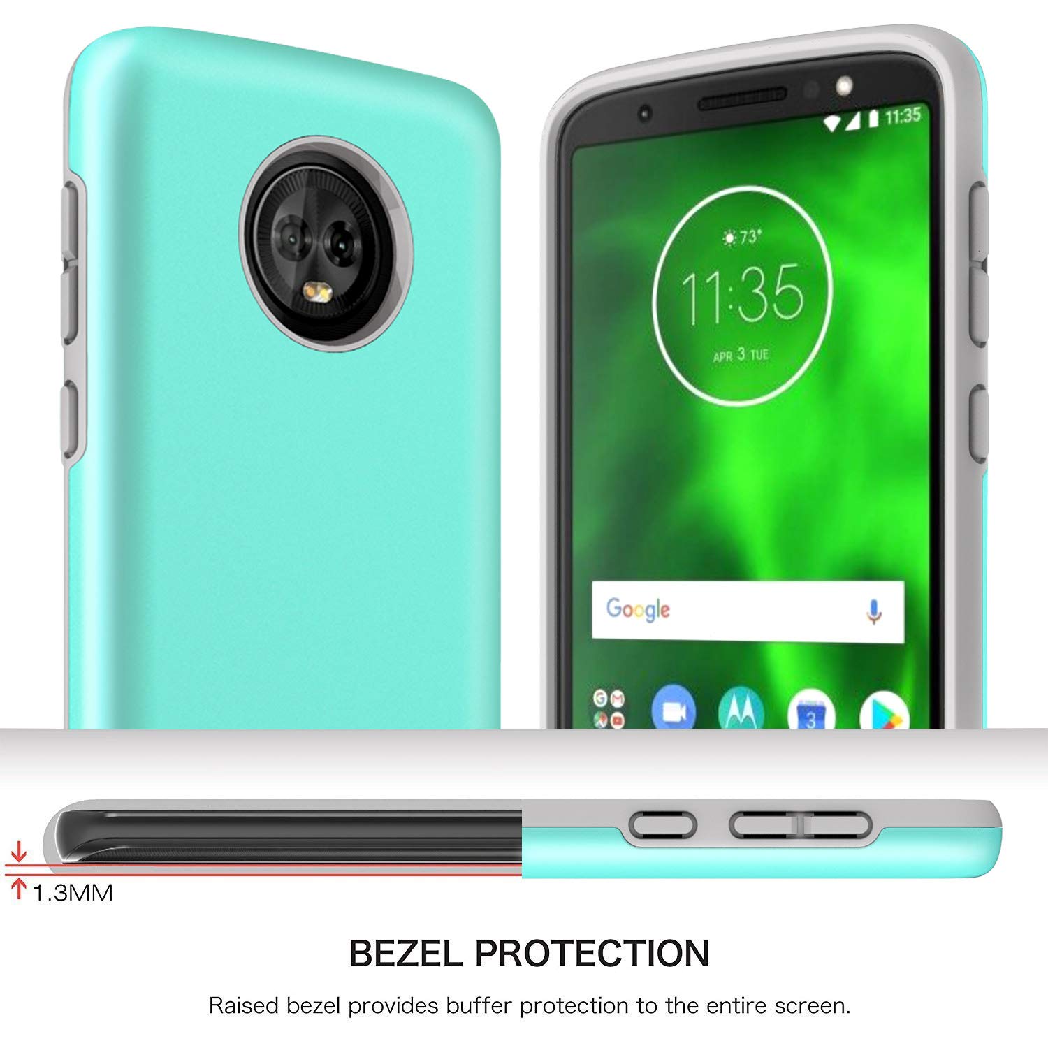 Moto G6 Case, Androgate [Pearl Series] Hybrid Matte Protective Back Cover Bumper Case Motorola Moto G 6th Generation (2018), Mint