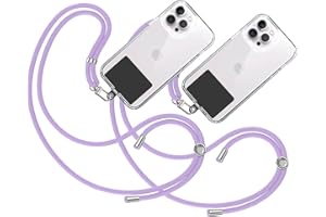 TBOC 2X Cell Phone Lanyard [Lilac] - Convenient and Comfortable iPhone Lanyard - Easy to Use Neck Phone Holder [Black Patch] - Adjustable Length Phone Strap Crossbody - Fits All Mobile Phones