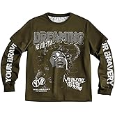 SOLY HUX Men's Letter Graphic Tees Crew Neck Long Sleeve 2 in 1 T Shirt Tops Streetwear