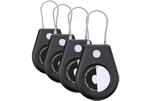 KAROTER Airtags 4 Pack Holder, Airtag Case with Keychain, Airtags Tracker Holder for Apple Airtag, Shockproof Air Tag Case for Luggage, Keys, Dog Cat Collar (Black)