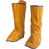 QWORK Fireproof Shoe Leg Cover Leather for Welding Welder Work Boot Protectors, Welding Safety Boot Covers, Leg Guards Gaiters, Men and Women