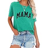 Tomteamell Mama Shirt Womens Short Sleeve Tops Trendy Graphic Tees Casual Mom Tshirt