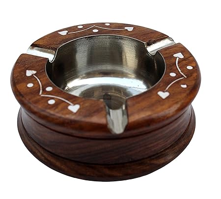 Wood Art Store Handmade Wooden Ashtray Round for Home Office Car Gifts
