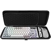 Linkidea Hard Travel Case for Compact 75% Keyboard and Mouse, Computer 84 Key Wireless/Wired Keyboard Carrying Protective Storage Box Bag, Compatible With ASUS ROG Azoth 75%