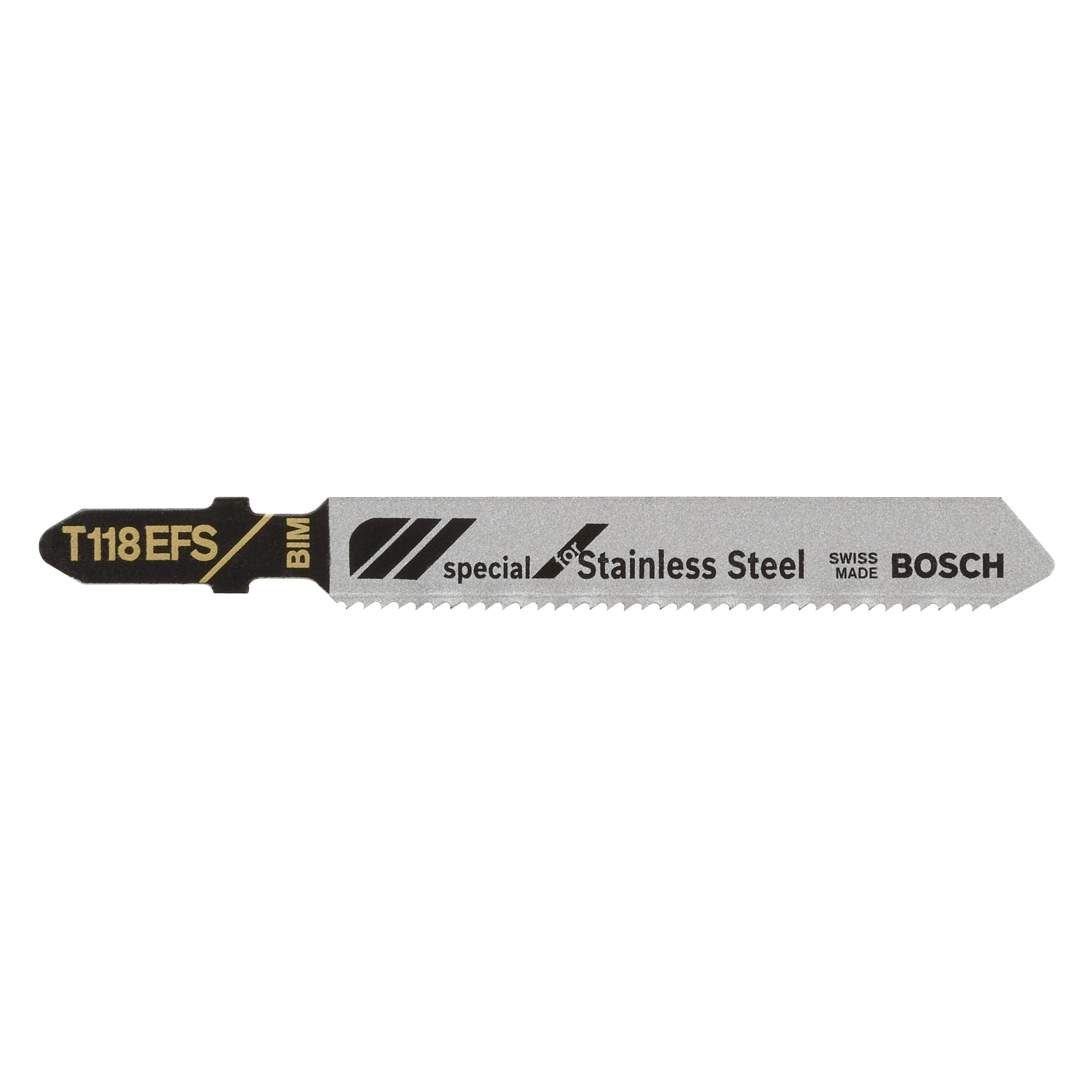 BOSCH T118EFS 5-Piece 3-1/4 In. 18 TPI Basic for Stainless Steel T-Shank Jig Saw Blades
