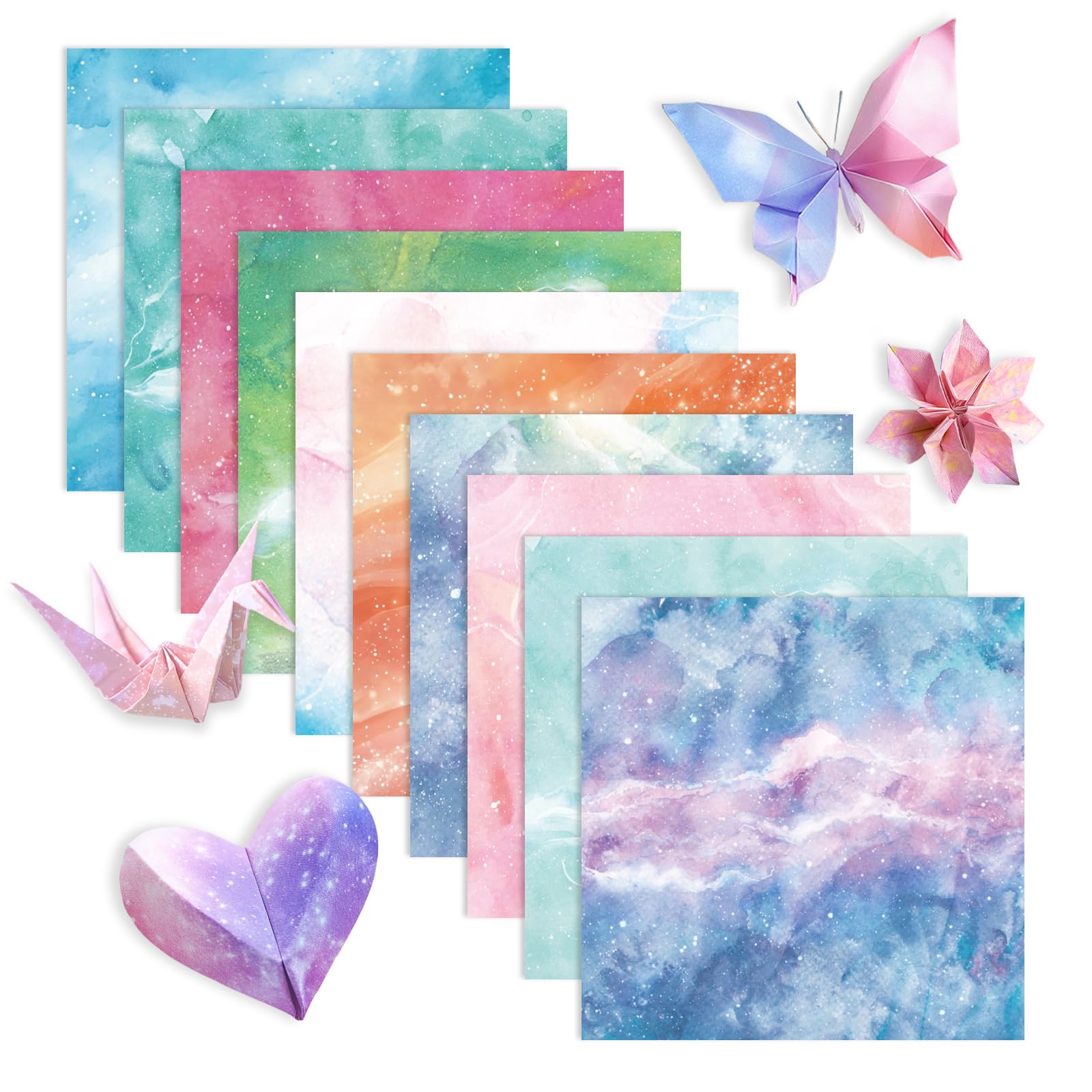 Photo 1 of 200 Sheets Origami Paper, Fantasy Starry Sky Origami Paper Double Sided,10 Designs Origami Kit Squares for Scrapbook Decor, Folding Crafts Kids DIY School Arts Crafts Projects(3.74*3.74in)
