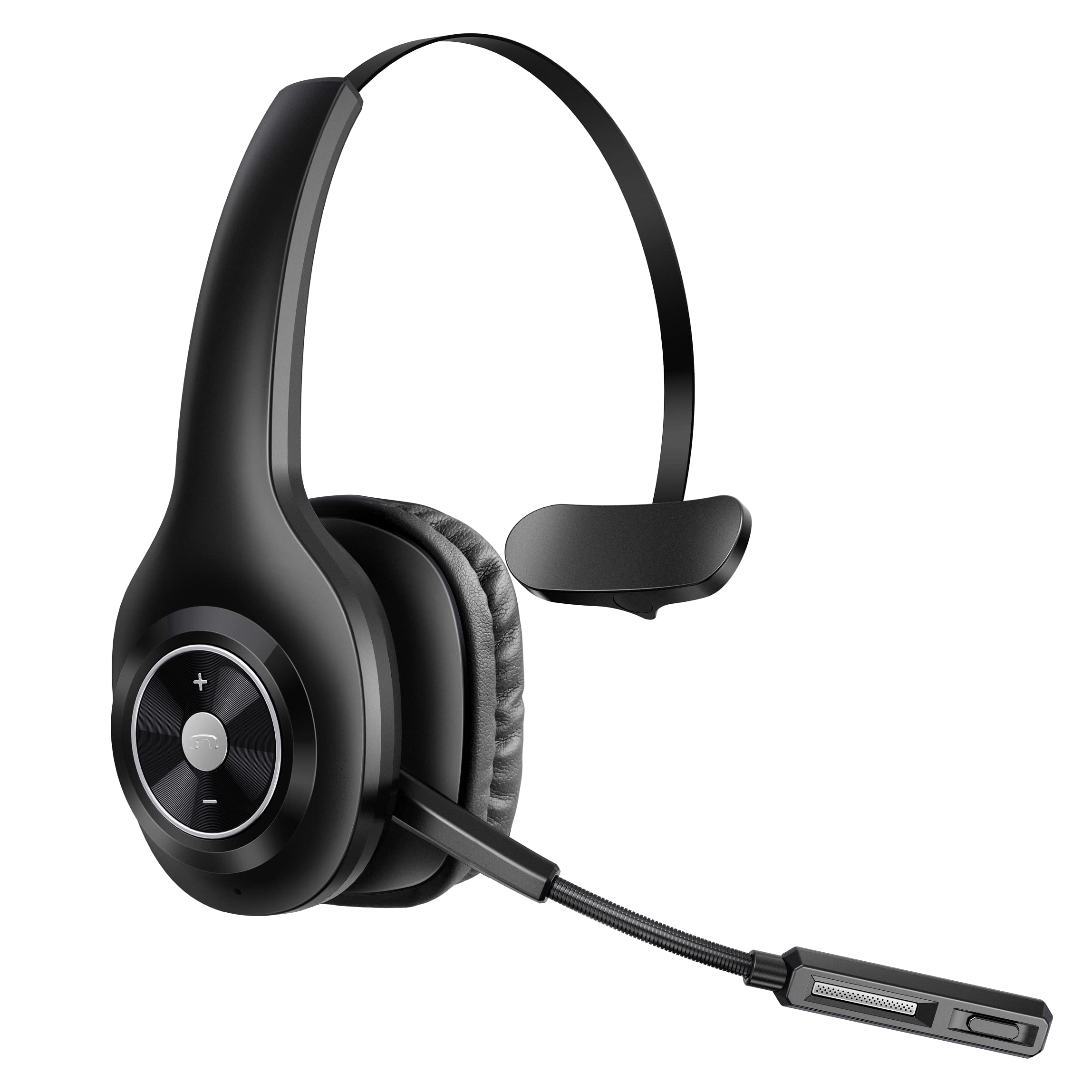 PrancyBt Trucker Bluetooth Headset, Wireless Headset with Mic for PC, Bluetooth Headset with Microphone Noise Cancelling, Mute Button, 55H Talk Time, for Cell Phones, Computer, Truck Drivers (Black)