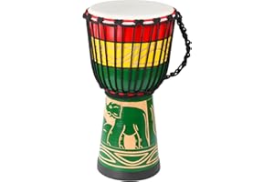 LIEKE Djembe Drum African Drum 10'' x 20'' Goatskin Hand Drum Carved of Mahogany for Adults Student Beginners (Green)