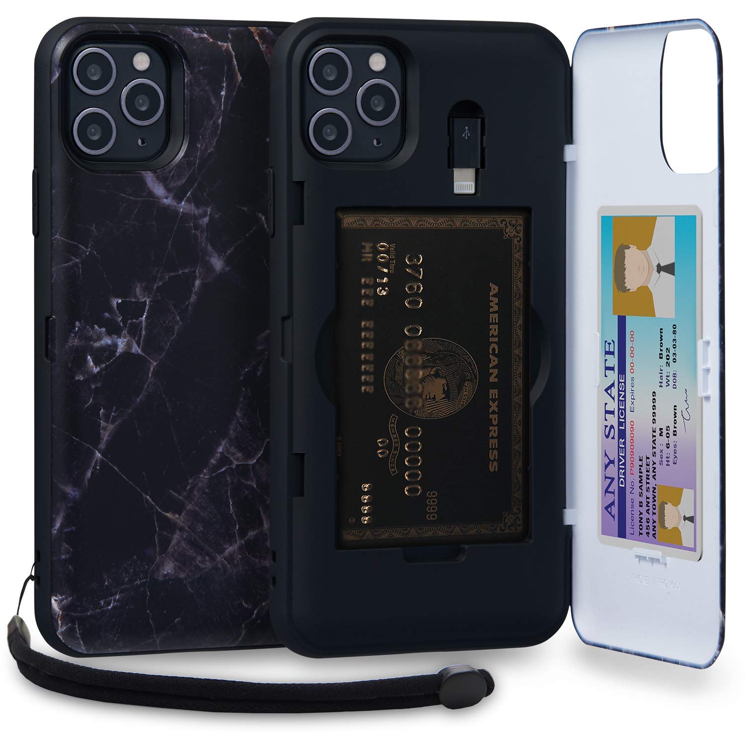 TORU CX PRO for iPhone 11 Pro Max Case Wallet | Protective Shockproof Heavy Duty Cover with Hidden Card Holder & Card Slot |Wrist Strap, Lightning Adapter Mirror Included - Marble — image 1
