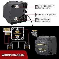 Nilight 12V 140AMP Dual Battery Isolator Kit with 6
