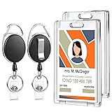 2 Set Badge Holder Retractable Clip Heavy Duty