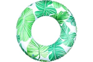 BBPOOL Pool Float for Swimming Pool, Inflatable Swim Tube Floaties for Teens Adults Tropical Leaf Printed Swim Ring Pool Party Decoration
